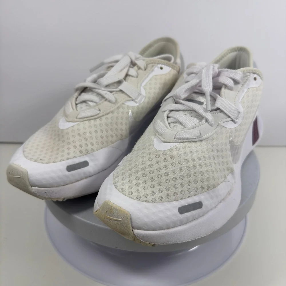 Nike Repel Womens Running Shoes White Silver Burgundy Reflective Sneakers 9
